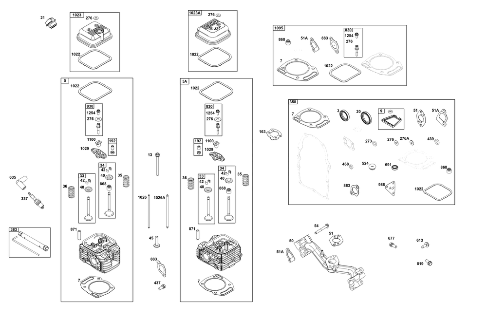 Cylinder Head Group Diagram and Parts List for 356447-0718-G1 200000 - 399999 Briggs and Stratton Engine